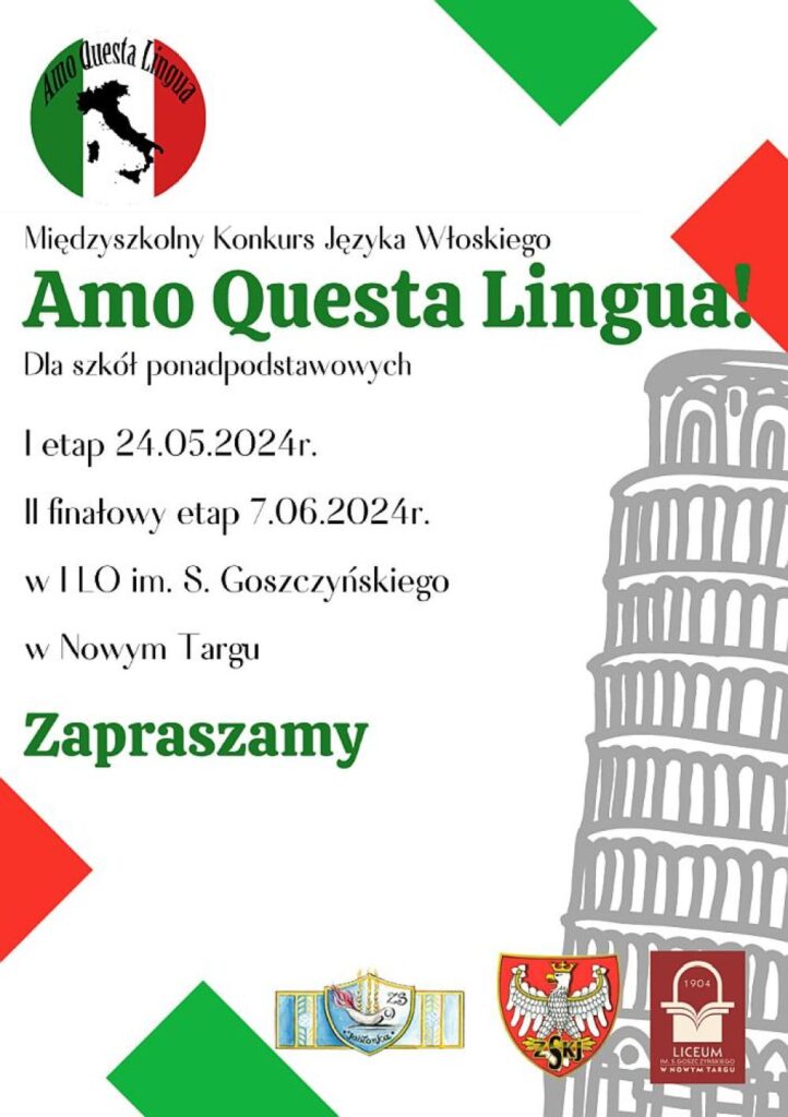 Plakat Między Szkolny Konkurs Języka Włoskiego